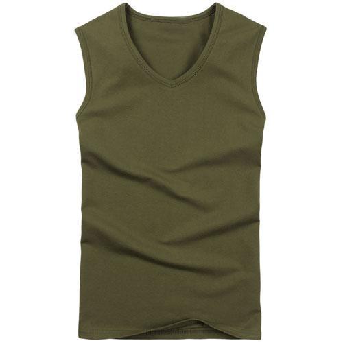 2018 Summer Men's fashion Tank Tops O neck sleeveless vest Male 100% cotton Fitness Vests Man Korean slim tee shirts Asian S-XXL-V neck Amry-S-JadeMoghul Inc.