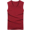 2018 Summer Men's fashion Tank Tops O neck sleeveless vest Male 100% cotton Fitness Vests Man Korean slim tee shirts Asian S-XXL-V neck Wine-S-JadeMoghul Inc.