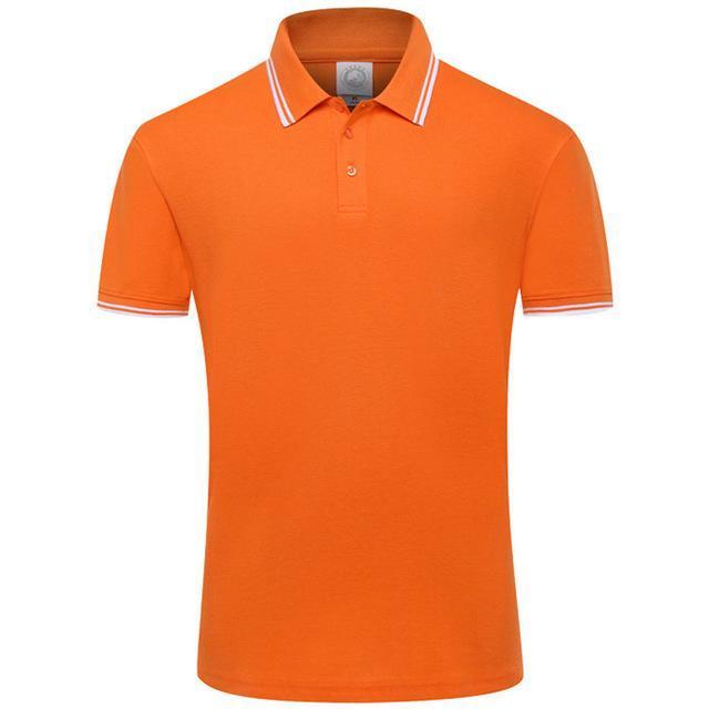 2018 Summer Style Cotton Man Polo Shirts Solid Color Short Sleeve Slim Breathable Famous Brand Men's Polos Shirts Male Tops XXXL-Orange-XS-JadeMoghul Inc.