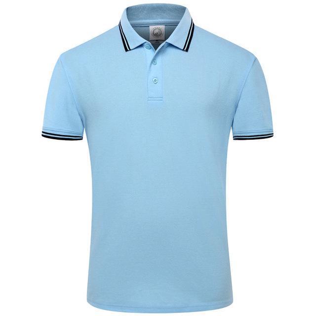 2018 Summer Style Cotton Man Polo Shirts Solid Color Short Sleeve Slim Breathable Famous Brand Men's Polos Shirts Male Tops XXXL-Sky Blue-XS-JadeMoghul Inc.