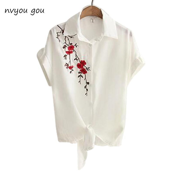 2018 Top Summer Women Casual Tops Short Sleeve Embroidery White Top Blouses Shirts Sexy Kimono Loose Beach Shirt Blusas Feminina-Beige-S-JadeMoghul Inc.