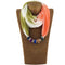Women Colorful Acrylic Circle Pendant Polyester Scarf Necklace
