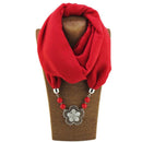 Women Elegant Opal Flower Pendant Hollow Alloy Pendant Acrylic Beads Decoration Polyester Scarf Necklace