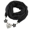 Women Lovely Hollow Heart Flower Shape Pendant Polyester Scarf Necklace