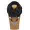 Women Graceful Hollow Butterfly Shape Alloy Pendant Acrylic Beads Decoration Polyester Scarf Necklace