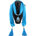 Lady Water Drop Shape Resin Alloy Pendant Tassel Polyester Scarf Necklace