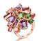 Luxurious Style Fashion Jewelry Prong Setting Multicolor Zircon Brass Lady Ring