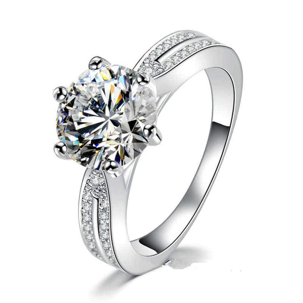 Fashion Jewelry Prong Setting Circular Shape Zircon Simple Style Brass Lady Ring
