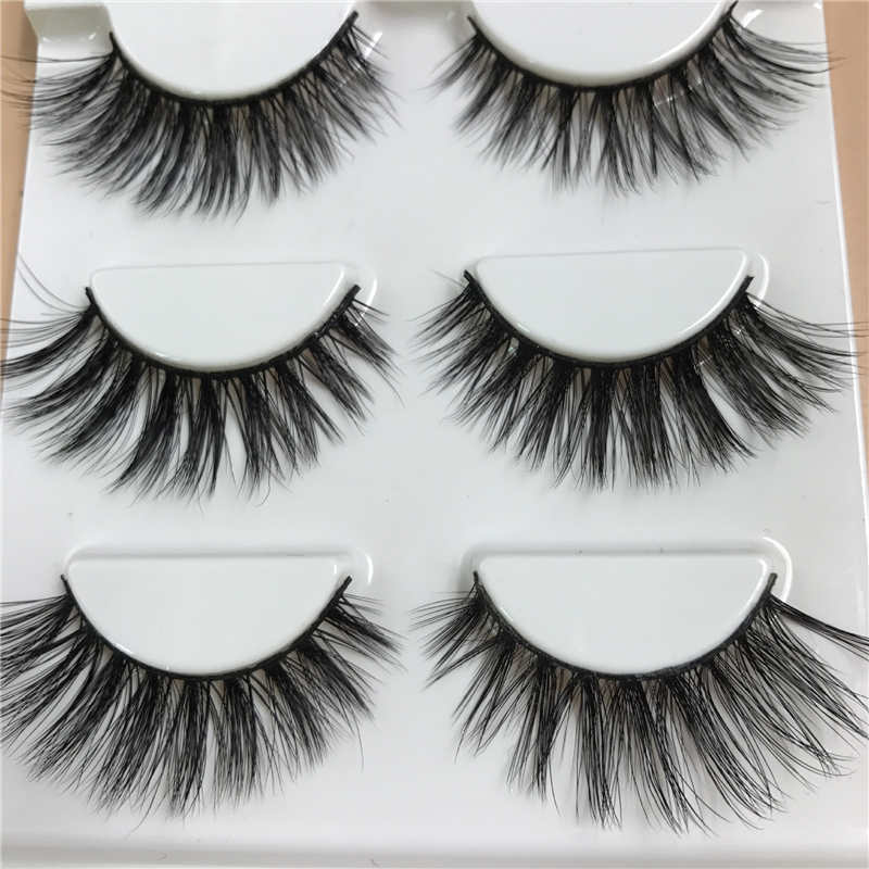 High Quality New Fashion 3 Pairs Handmade Natural Thick Black False Eyelashes