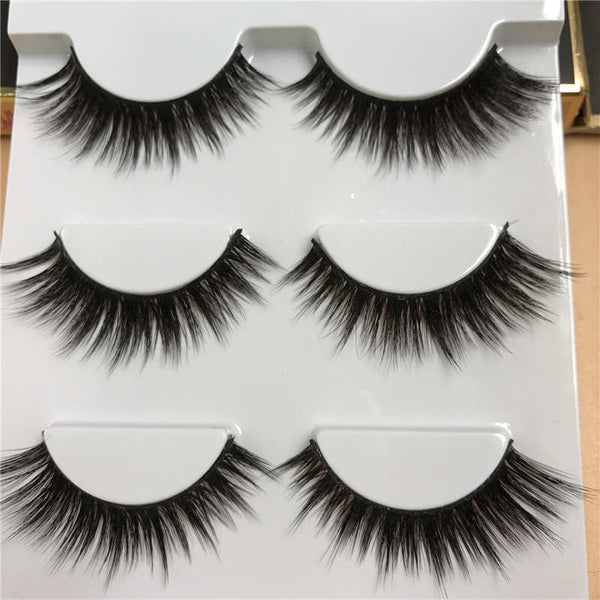 New Fashion High Quality 3 Pairs Thick Black 3D False Eyelashes