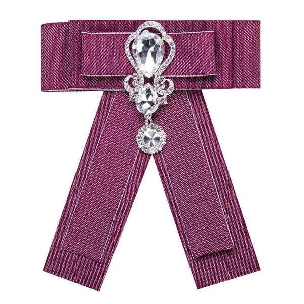 Fashion Hot Sale Simple Bowknot Inlay Glass Canvas Women Brooch
