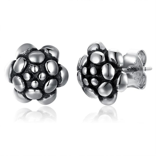 Antique Sun Flower Model Sterling Silver Stud Earrings