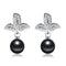 Cute Black Pearl Latest Leave Design Stud Earrings