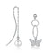 925 Silver Pearl Dangle And Butterfly Shape Asymmetric Earrings