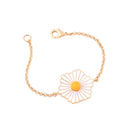 Lady Simple Design White Flower Shape Gold Alloy Bracelet