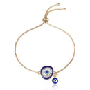 New Model Blue Enamel Evil EyeGold Plated Metal Adjustable Bracelets