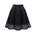 Women Gauze Plaid Stripes Polyester High Waist Skirt