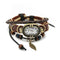 Fashion Sale Leaf Wooden Beads Leather Multilayer Unisex Bracelet Watch
