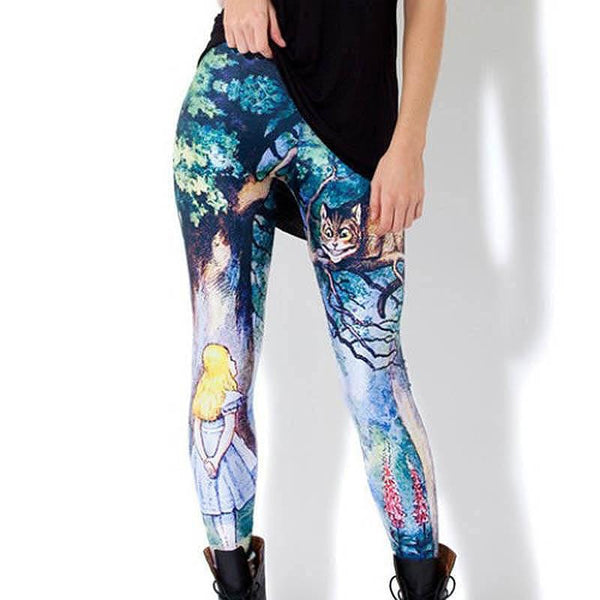 Woman Fashion Digital Printing Alice Cheshire Cat Slim Sexy Leggings