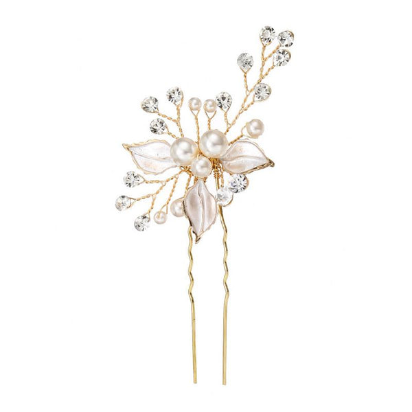 Fashion Handmade Pearl Leaf Branch Bride Alloy Hair Pin