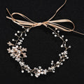 Lovely Handmade White Enamel Flower Crystal Leaf Design Pearl Bridal Headbands