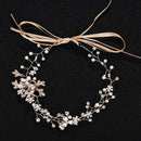 Lovely Handmade White Enamel Flower Crystal Leaf Design Pearl Bridal Headbands
