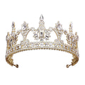 Baroque Pave Crystal Gold Plated Alloy Crown Bride Wedding Hair Hoop