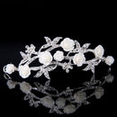 White Flower Shape Bride Leaf Pave Crystal Alloy Tiara