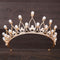 Gold Plated Oval Design Pearl Crown Bridal Wedding Hair Hoop