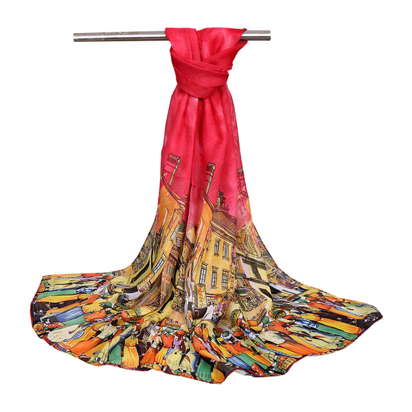 Hot Sale Cartoon City Female's Chiffon Scarf