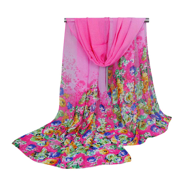Fashion Multicolor Small Flower Female's Chiffon Scarf