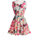 Elegant Fashion Floral Sleeveless Chiffon Slim Female Dress