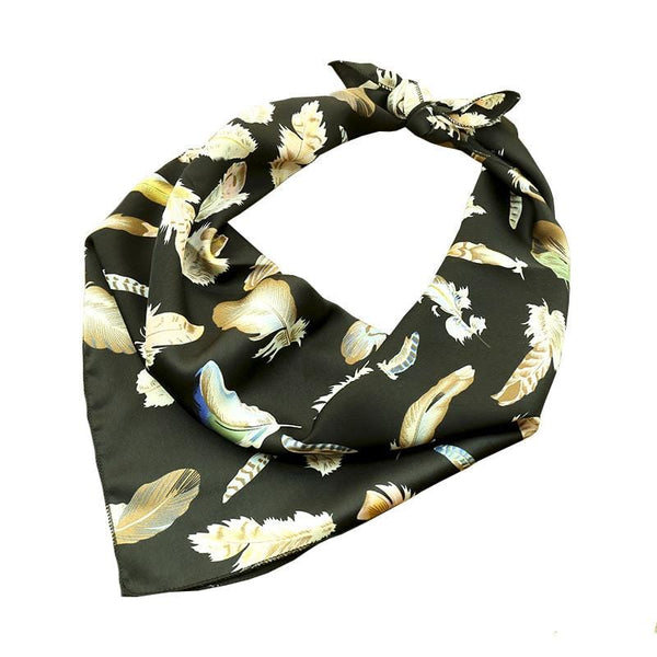 Women Graceful Square Shape Feather Painting Chiffon Scarf