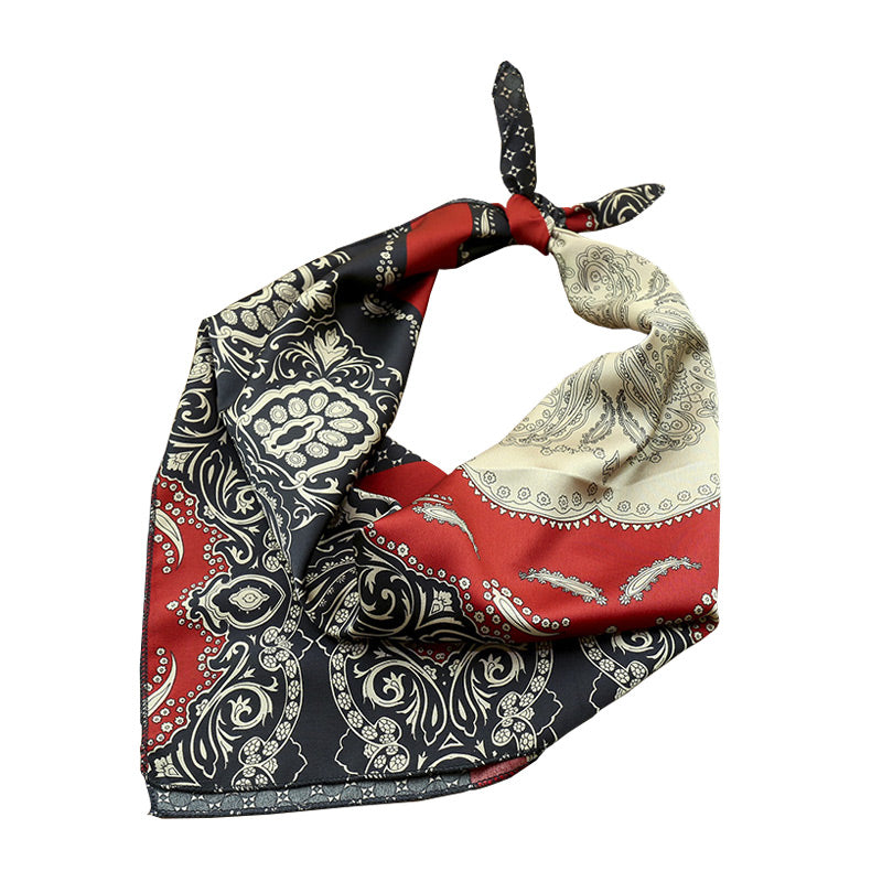 Elegant Lady Classic Floral Birds Painting Square Chiffon Scarf