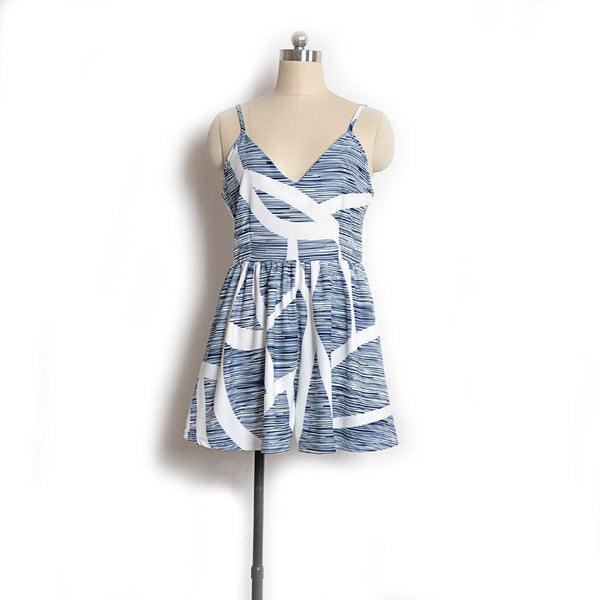 Casual Camisole V Neck Women Printed Romper Jumpsuit Shorts