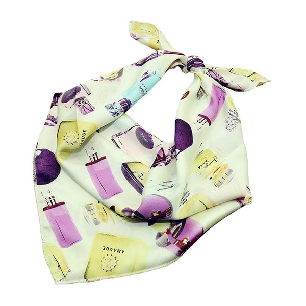 Cute Lady Funny Owls Perfume Bottle Printed Trendy Chiffon Square Scarf