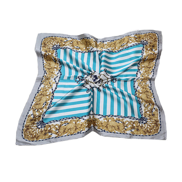 New Design Retro Geometry Chain Printed Elegant Square Scarf