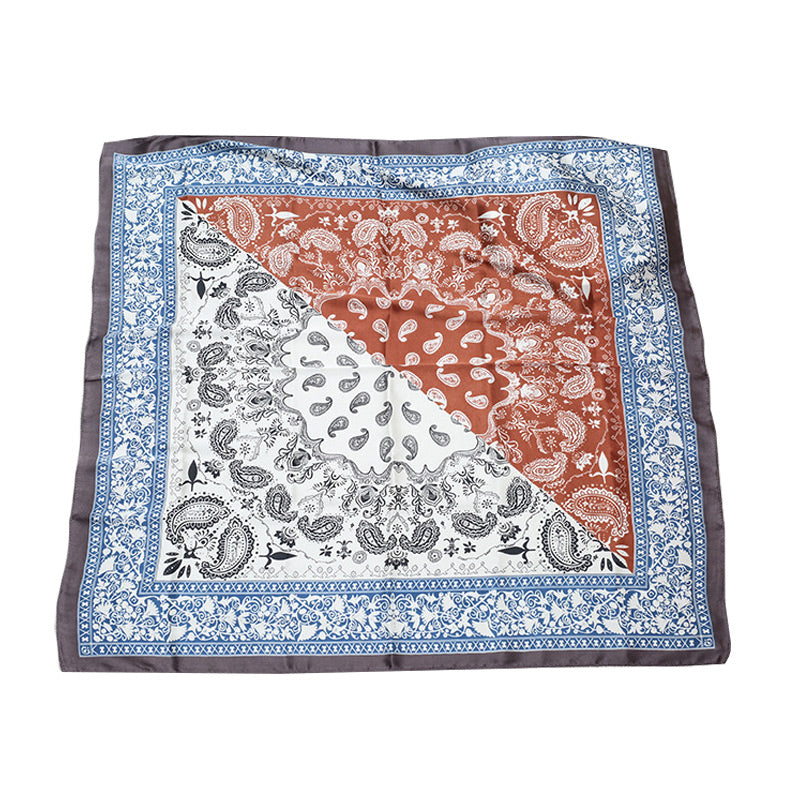 New Female Elegant Exquisite Smooth Silk Paisley Painting 70*70cm Scarf