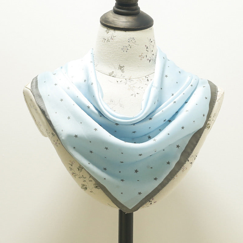 Elegant Large Smooth Silk Solid Color Star Pattern Satin Square Scarf