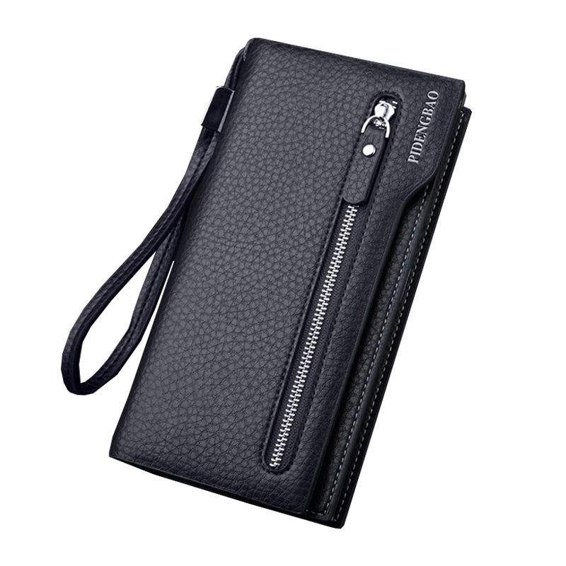 Business Men Blocking Leather Long Bifold Wallet With Zipper���