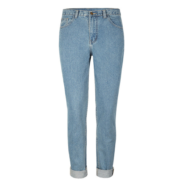 Fashion Simple Design Loose High Rise Straight Jeans