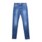 Creative Cross Stitching Design Slim Fit Elastic Cropped Pencil Jeans