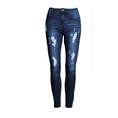 Hot Sale Dark Blue Slim Fit Ripped Medium Rise Pencil Jeans