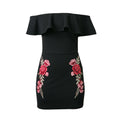 New Arrival Off-shoulder Lotus Embroidered Women Dress