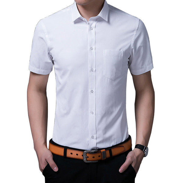 Man New Simple Soft Lapel Short Sleeve Cotton Shirt