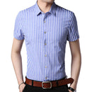 Man Hot Sale Simple Style Striped Short Sleeve Cotton Shirt