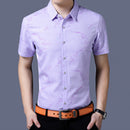 Man Fashion Artistic Style Arrow Heart Pattern Lapel Short Sleeve Shirt