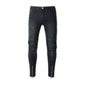 New Arrived Man Solid Color Ankle Zipper Skinny Big Tight Jeans