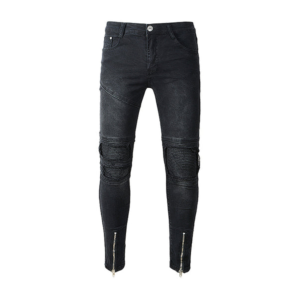 New Arrived Man Solid Color Ankle Zipper Skinny Big Tight Jeans