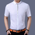 Man Fashion Solid Color Lapel Short Sleeve Polyester Shirt